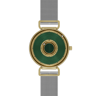 Bella Gold Green Maschenarmband Silber