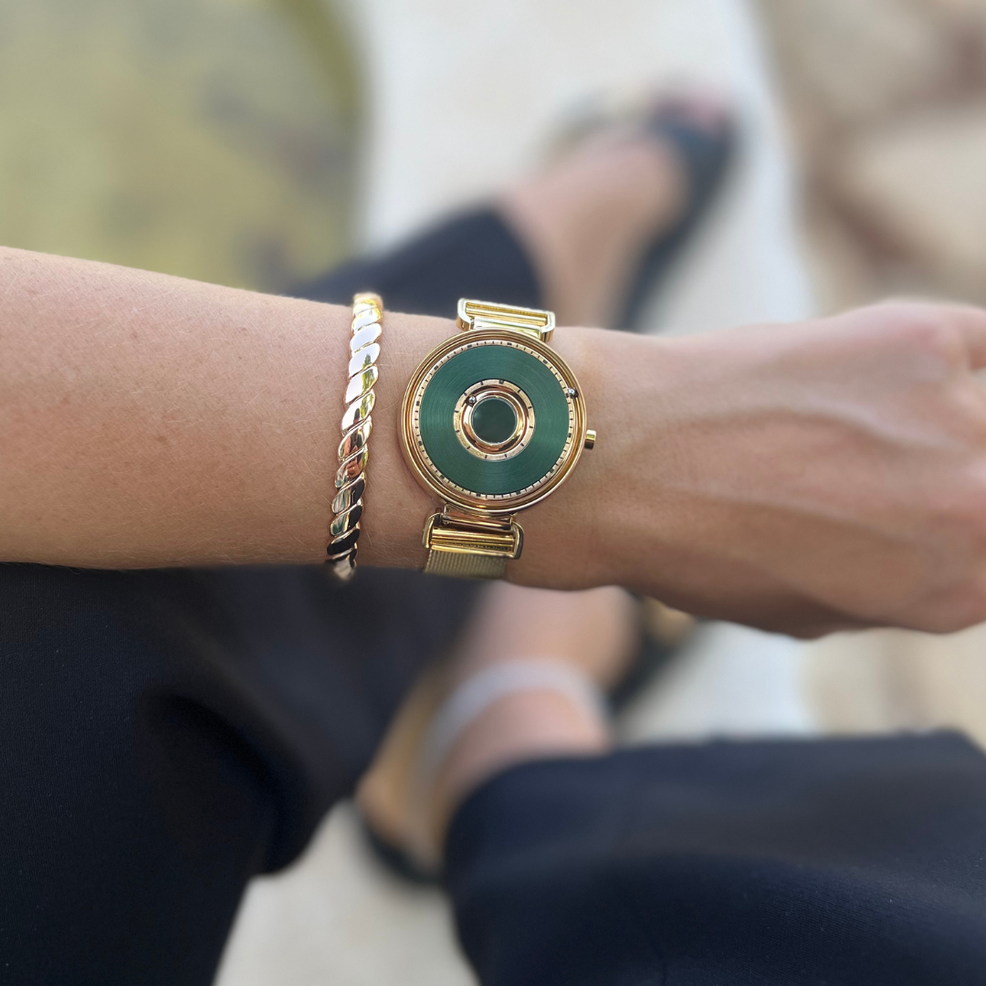 Bella Gold Green Maschenarmband Gold