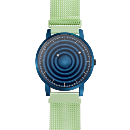 Magneto-Watch-Wave-Blue-Maschenarmband-Mint-Front