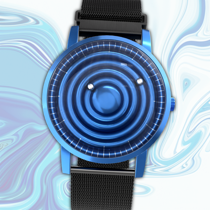 Wave Blue Maschenarmband Schwarz (mit Glas)