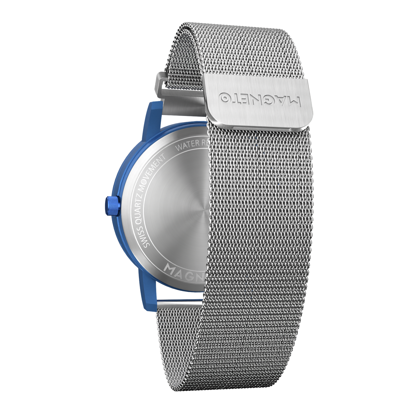 Wave Blue Maschenarmband Silber (mit Glas)