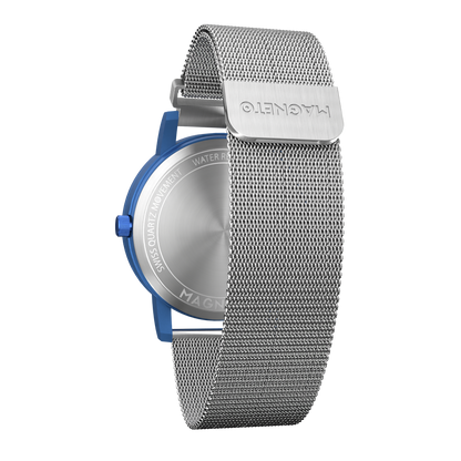 Wave Blue Maschenarmband Silber (mit Glas)