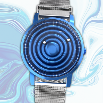 Wave Blue Maschenarmband Silber (mit Glas)