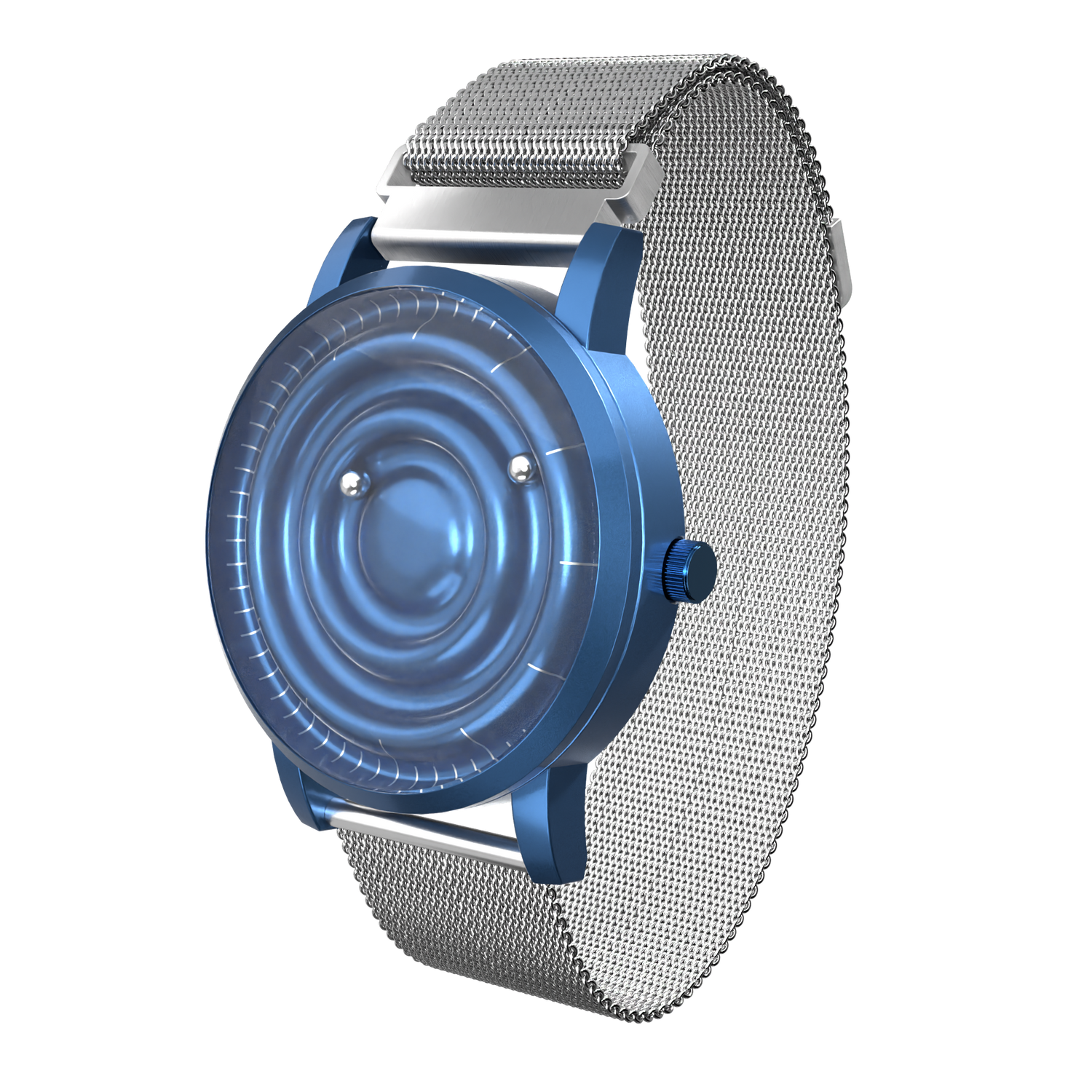 Wave Blue Maschenarmband Silber (mit Glas)