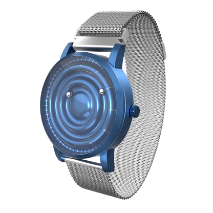 Wave Blue Maschenarmband Silber (mit Glas)