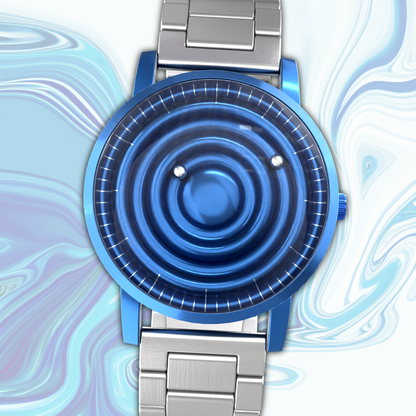 Wave Blue Edelstahl Silber (mit Glas)