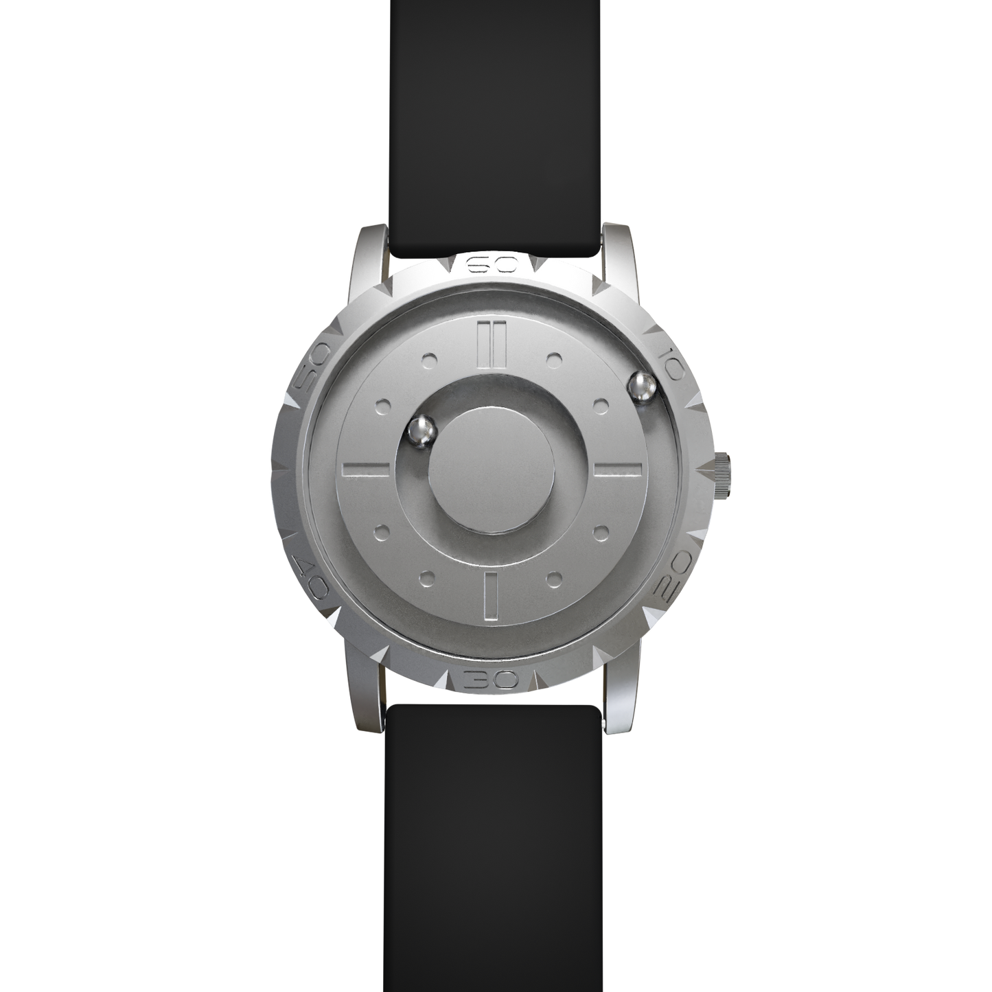 Magneto-Watch-Komet-Silver-Silikon-Schwarz-Front
